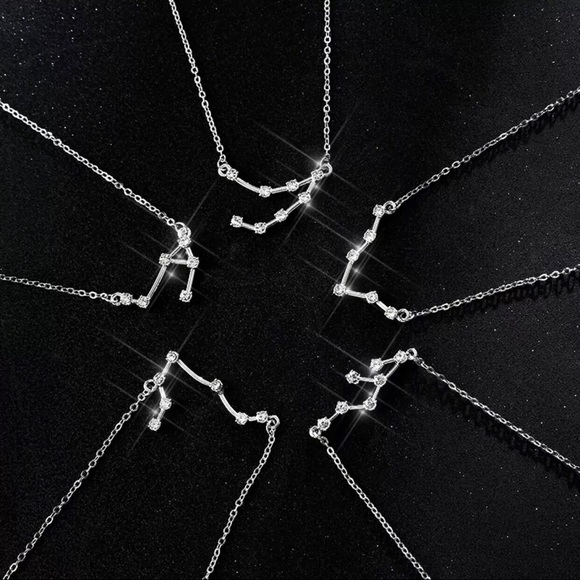 Leo Constellation Astrology Silver Alloy Necklace Minimalist Crystal Unique Gift - Picture 9 of 12